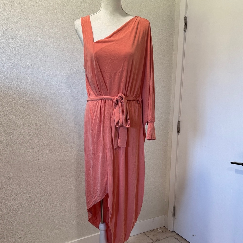 BCBG Elegant Coral Asymmetrical Dress sz L